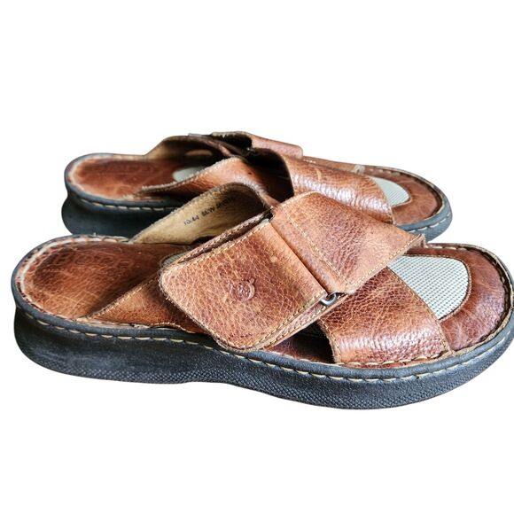 Born Men Slide Sandal Leather Cushioned Insole Open Toe Adjust US 10 / EU 44 - Picture 1 of 8